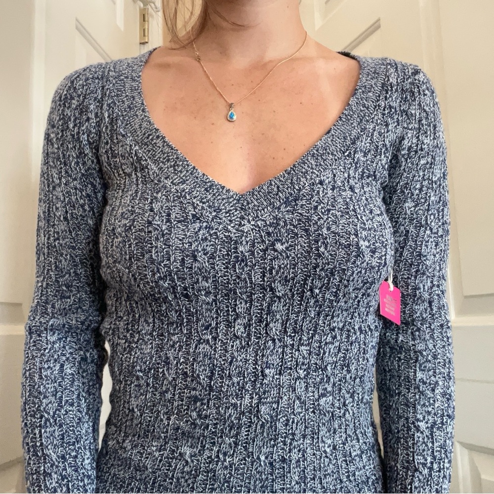 Blue/white poof excellence sweater